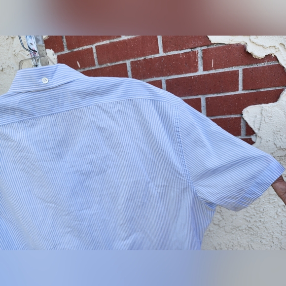 LARGE men J. LINDEBERG stripe slim fit short sleeve button down shirt SLIM FIT - Picture 12 of 16